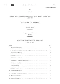 Minutes of the Sitting of 28 March 2012
