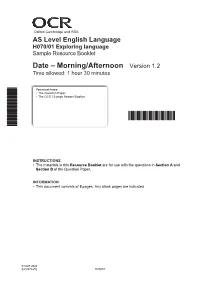 OCR AS Level in English Language H070/01 Exploring Language