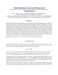 Orbital Simulations of Laser-Propelled Spacecraft Qicheng Zhang*A, Kevin J