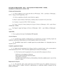 Ph.D. and M.Phil. Degrees Course Regulations, 1998