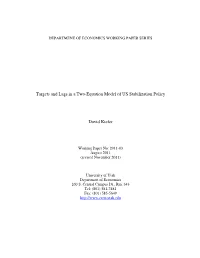 Targets and Lags in a Two-Equation Model of US Stabilization Policy