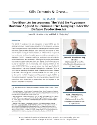 The Void for Vagueness Doctrine Applied to Criminal Price Gouging Under the Defense Production Act