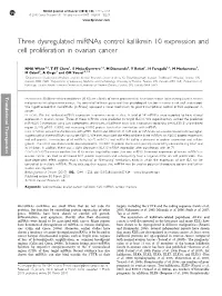 Three Dysregulated Mirnas Control Kallikrein 10 Expression and Cell Proliferation in Ovarian Cancer