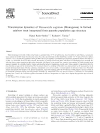 Transmission Dynamics of Discocotyle Sagittata (Monogenea) in Farmed Rainbow Trout Interpreted from Parasite Population Age Stru