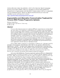 Augmentative and Alternative Communication Treatment