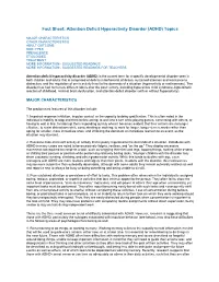 Fact Sheet: Attention Deficit Hyperactivity Disorder (ADHD) Topics