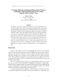 Teaching Students with Special Educational Needs in an Inclusive Educational Setting in Sri Lanka: Regular Class Teacher’ View