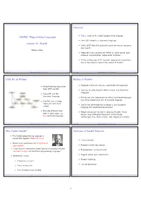 CS345H: Programming Languages Lecture 19: Haskell Overview