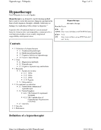 Hypnotherapy - Wikipedia Page 1 of 11