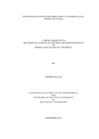 Investigation of Dynamic Behavior of Aluminum Alloy Armor Materials