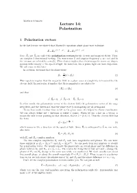 Lecture 14: Polarization