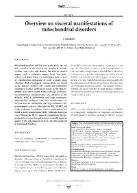 Overview on Visceral Manifestations of Mitochondrial Disorders