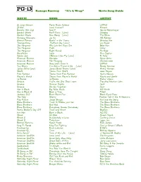 PG-13 Song List 2 Pages