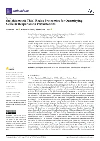 Stoichiometric Thiol Redox Proteomics for Quantifying Cellular Responses to Perturbations