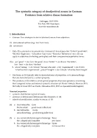 The Syntactic Category of Deadjectival Nouns in German: Evidence from Relative Clause Formation