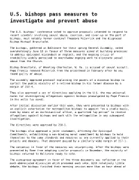 US Bishops Pass Measures to Investigate And