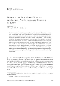 Willing the End Means Willing the Means: an Overlooked Reading of Kant