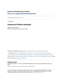 Antitrust and Platform Monopoly