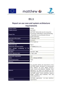 D1.1: Report on Use Case and System Architecture