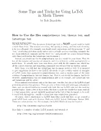 Some Tips and Tricks for Using Latex in Math Theses by Rob Benedetto