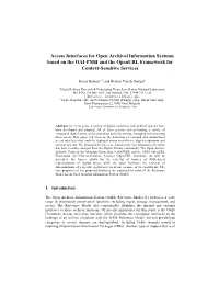 Access Interfaces for Open Archival Information Systems Based on the OAI-PMH and the Openurl Framework for Context-Sensitive Services