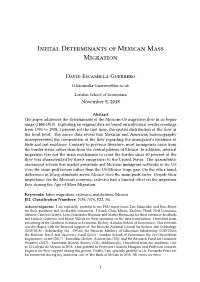 Initial Determinants of Mexican Mass Migration