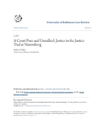 Justice in the Justice Trial at Nuremberg Stephen J