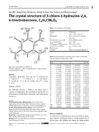 The Crystal Structure of 3-Chloro-1-Hydrazino-2, 4, 6