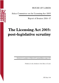 The Licensing Act 2003