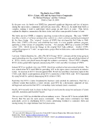 Updating the SCO Litigation Against