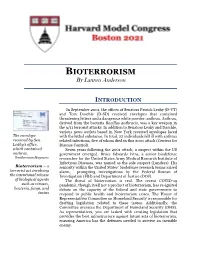 BIOTERRORISM by Lauren Anderson