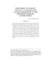 Maness V. Gordon and Alaska's Response to the Repressed Memory