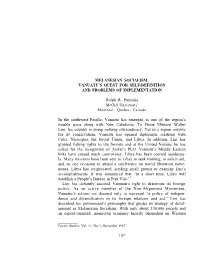 Melanesian Socialism: Vanuatu’S Quest for Self-Definition and Problems of Implementation