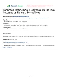 Polyphasic Taxonomy of Four Passalora-Like Taxa Occurring on Fruit and Forest Trees