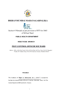 Section 4 Manuals As Per Provision of RTI Act 2005 of M/East Ward