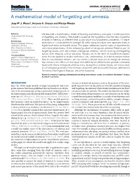 A Mathematical Model of Forgetting and Amnesia