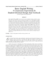 Basic English Writing: a Classroom Experiment in Student-Oriented Design and Textbook Fan-Yu In, Feng Chia University, Taiwan, R.O.C