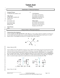 Tartaric Acid Handling 1 2 Identification of Petitioned Substance