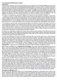 The Meaning of Binding and Loosing