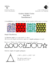 Grade 6 Math Circles Fall 2010 Tessellations I