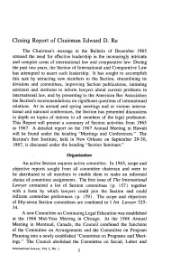 Closing Report of Chairman Edward D. Re