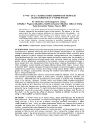 EFFECT of Altachlng STRING DAMPERS on VIBRATION CHARACTERISTICS of a TENNIS RACKET