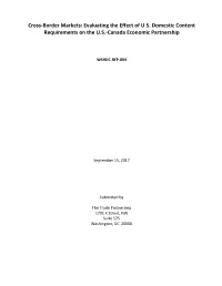Evaluating the Effect of US Domestic Content Requirements