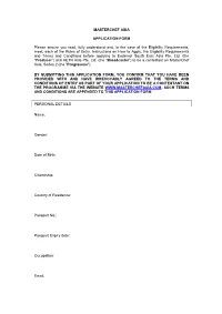 MASTERCHEF ASIA APPLICATION FORM Please Ensure You Read