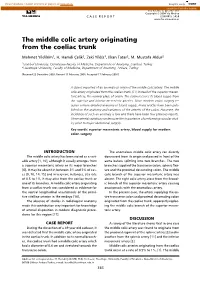 The Middle Colic Artery Originating from the Coeliac Trunk