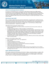 Wireless Priority Service Frequently Asked Questions