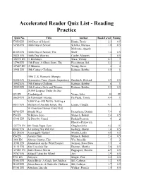Accelerated Reader Quiz List - Reading Practice