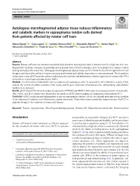 Autologous Microfragmented Adipose Tissue Reduces Inflammatory And