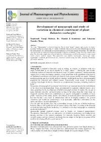 Development of Monograph and Study of Variation in Chemical Constituent