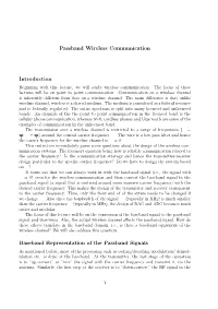 Passband Wireless Communication Introduction Baseband